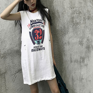 6535棉吊带背心无袖T恤女夏季外穿韩版潮情侣学生篮球服宽松bf风