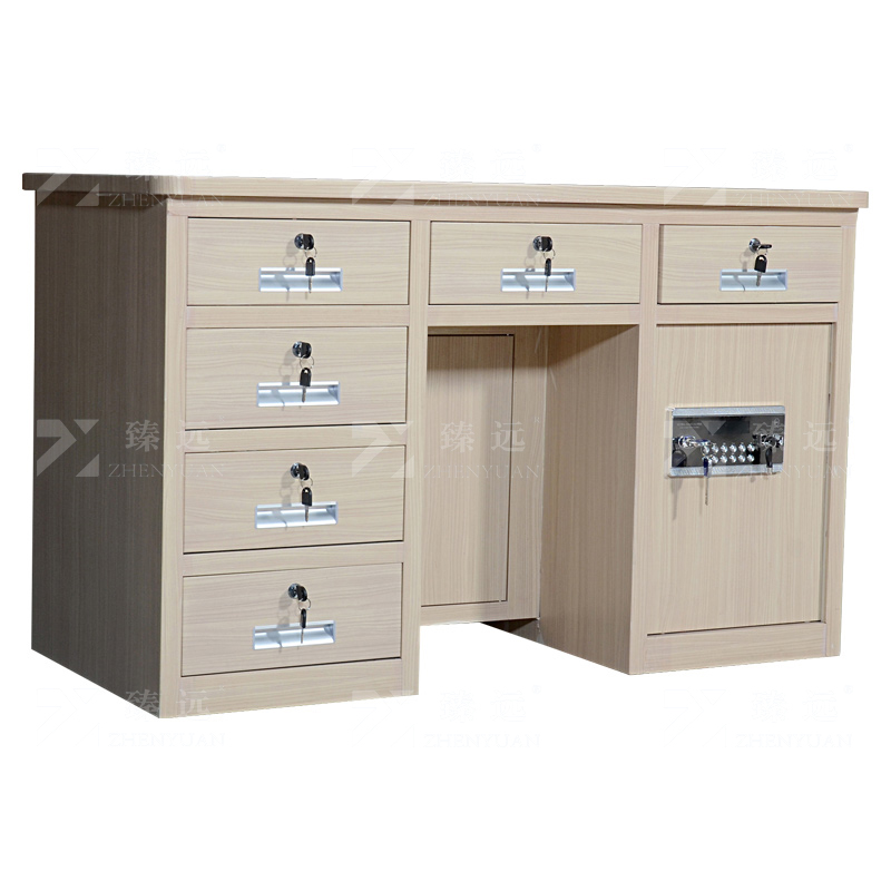 臻远 BXZ-01 钢制保险桌可投币收银财务桌1.2m白木纹六斗电子锁