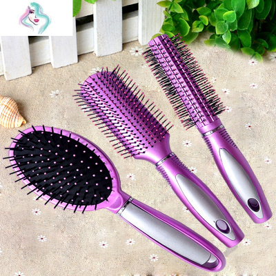 美发气垫气囊按摩梳子套装圆筒内扣卷发梳滚梳长发你那么美六件套梳子大红（送底座）美发梳