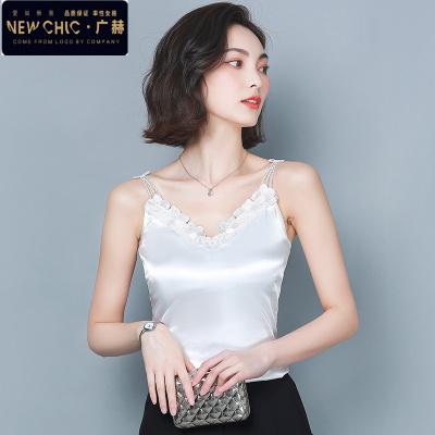 广赫蕾丝性感美背缎面小吊带背心女士内搭西装职业春打底小衫无袖上衣