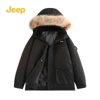 jeep吉普男女毛领连帽羽绒服连帽男款冲锋冬季2025户外保暖外套