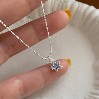 纯银蓝色星星项链女款2025新款适合夏天戴的锁骨链轻奢高级感送女朋友老婆情人节七夕生日礼物