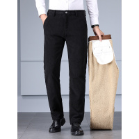 商务风男士加绒裤灯芯绒大码宽松直筒裤男款羊羔绒高腰休闲长裤男