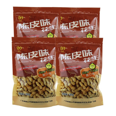 鹤星陈皮花生280g*4袋装坚果炒货花生米休闲零食小吃下酒菜