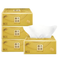 清风抽纸3层100抽*4包可湿水原木金装AR42GZZ1-1