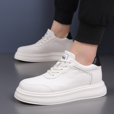 头层牛皮板鞋男2025春季新款男士休闲小白鞋潮流低帮男鞋