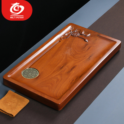 MULTIPOTENT花梨实木茶盘家用整块加宽加厚办公会客花梨精雕荷花 72CM*40CM
