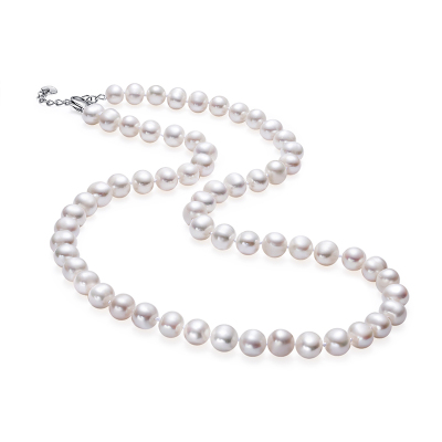 SEAZA喜钻精工镶嵌近圆6.5-7mm淡水珍珠项链/时尚珍珠项链情人节礼物白色淡水珍珠项链