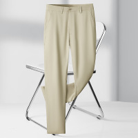 莱赛尔男士冰丝宽松直筒休闲裤商务西裤夏季纯色中年商务西裤男士