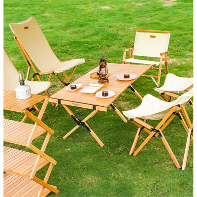  蛋卷桌户外露营闪电客野餐桌折叠木桌便携木桌椅