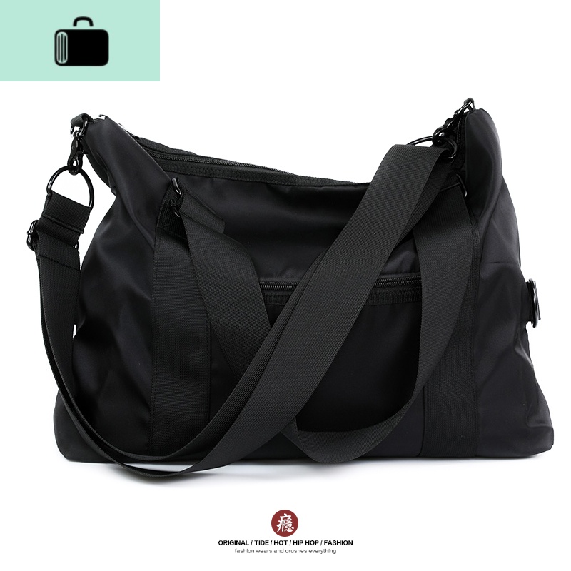 韩版休闲斜跨单肩包男士潮牌大容量手提旅行包运动健身差包女NEW LAKE 黑色