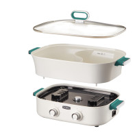 膳魔师 THERMOS家用电煮锅分体式多功能锅双控电热锅双味鸳鸯锅 6.5L EHA-4351A-G