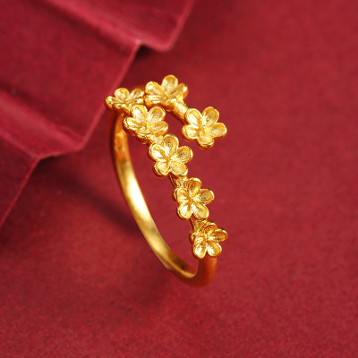 新品戒指女小众高级轻奢夏季梅花活口戒铜合金手饰品久不掉色送女朋友老婆情人节七夕生日礼物