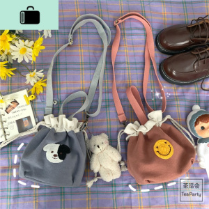 茶话会韩国ins软妹少女小水桶单肩斜挎包女 学生森系小清新小包包NEW LAKE女斜挎包