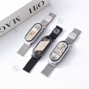 适用小米手环10表带新款米兰尼斯金属磁吸9代陶瓷版可爱智能8NFC版运动创意高级透气腕带配件秋冬女款3264