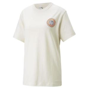 彪马(Puma)女士运动T恤休闲舒适图案设计透气短袖上衣活力运动装 ホワイト M