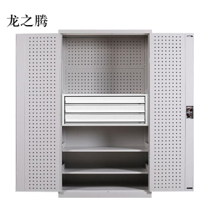 龙之腾工具柜加厚铁皮储物柜工厂车间用带抽屉汽修多功能收纳柜通门内三抽柜灰白色