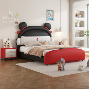 欧梵森创意童趣哪吒儿童床男孩女孩卡通软包床现代简约卧室真皮床储物实木单双人床