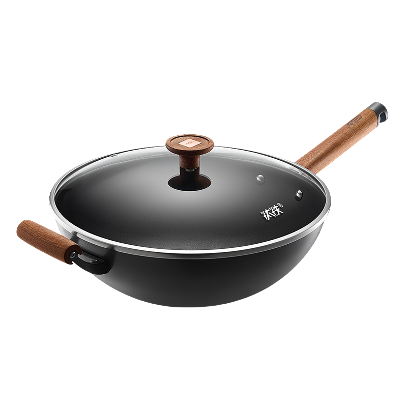 爱仕达(ASD)有钛不粘铁锅厨房家用无涂层炒菜锅燃气灶电磁炉通用商超同款 CF34T8Q 钛铁不粘炒锅 34cm