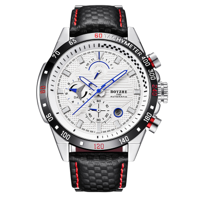 手表男博雅哲(BOYZHE)2019年新款运动全自动机械表瑞士商务男表时尚夜光品牌男士手表皮带款