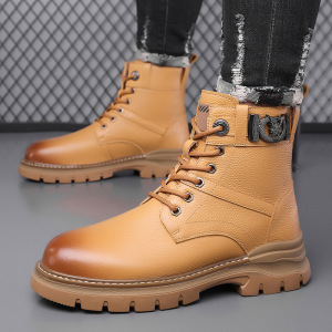 马丁靴男士冬季加绒保暖棉鞋高帮皮靴男头层牛皮工装靴真皮雪地靴