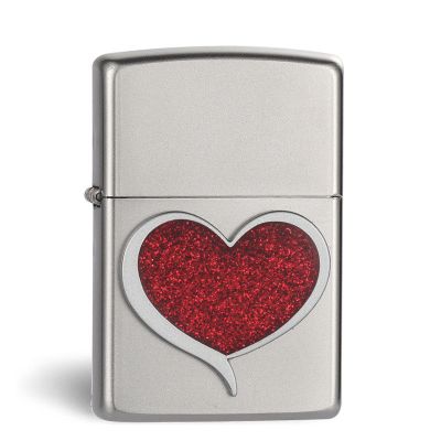 芝宝原装正品ZIPPO磨砂贴章玲珑心zppo浪漫情人创意情侣打火机玲珑心29410