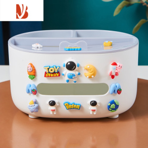 三维工匠手机支架纸巾盒白色宿舍桌面创意可爱轻奢多遥控器纸抽收纳盒 多功能太空人 纸巾收纳盒