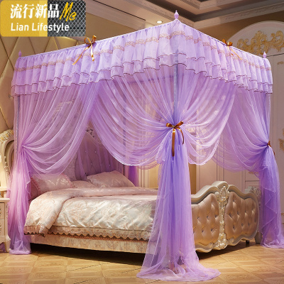 落地蚊帐1.8m床1.5带支架免安装纹账防蚊罩家用2米欧式公主风双层 三维工匠