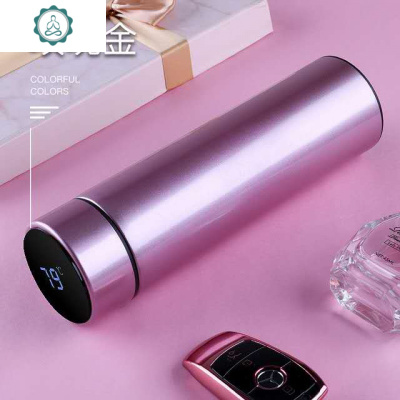 智能保温杯ED触摸显示度数杯学生上班族携带方便水壶情侣旅行杯封后玫红色