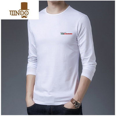 YANXU秋装大码男士印花长袖t恤2023新款圆领秋衣男装中青年宽松打底衫上衣T