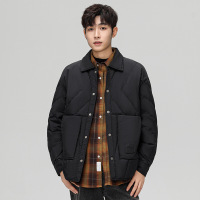 羽绒服男秋冬季新款潮流宽松男士翻领外套舒适保暖冬装羽绒服上衣