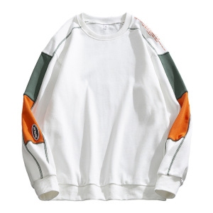 男装卫衣男春秋季韩版潮牌拼色圆领长袖卫衣落肩款宽松打底衫