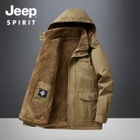 JEEP吉普冬季男士工装棉服2024新款多口袋纯棉羊羔绒外套保暖棉衣