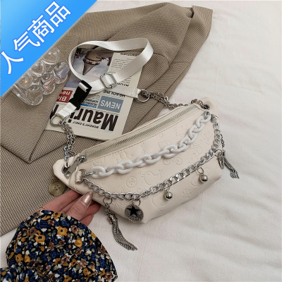 FENGHOU小众设计腰包小包包女2021新款潮夏季胸包休闲百搭链条斜挎饺子包腰包男
