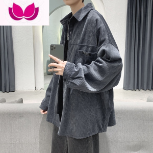 七斓灯芯绒衬衫男长袖韩版宽松ins潮流百搭痞帅衬衣港风日系秋季外套