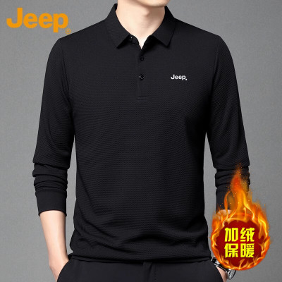 Jeep吉普男士长袖t恤春季打底上衣服2025年新款休闲翻领polo衫男