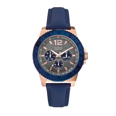 盖尔斯(GUESS)时尚潮流系列简约休闲三眼多功能皮带石英男士手表W0242G3W0242G3