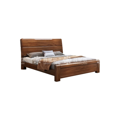鑫星奈 实木床1.8米单人床胡桃木