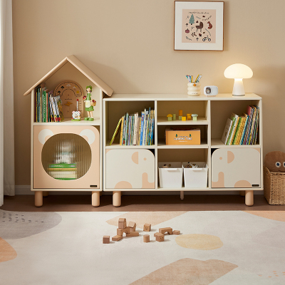 全友家居卧室实木脚书柜小户型收纳储物格子柜青少年靠墙展示柜