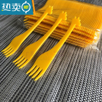 敬平水果叉创意水果签蛋糕叉果插点心糕点四齿叉小鹿卡通水果叉 简装黄色 100支