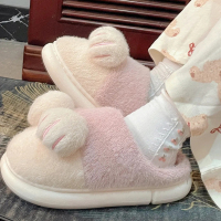 秋冬季猫爪棉拖鞋女萌宠拖可爱保暖毛绒室内情侣家居家用防滑男