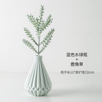 ins风假花装饰品摆件家居北欧陶瓷餐桌小花瓶电视柜插花创意摆设 三维工匠 白色星口瓶马蹄莲