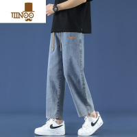 YANXU九分牛仔裤男款夏季薄款直筒宽松裤子男生长裤青少年休闲裤