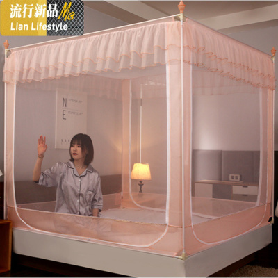 新款蚊帐拉链三开防床公主风坐床式1.5米1.8m双人蒙古包家用 三维工匠