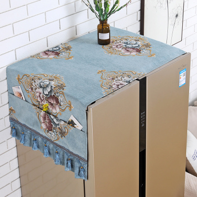 冰箱盖布防尘罩阿斯卡利(ASCARI)对双开单开布艺冰箱罩盖布巾流苏吊坠装饰家巴利蓝色双开：65*170cm