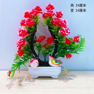 维诺亚新款假花仿真花仿真塑料盆景酒柜客厅婚房装饰玄关摆放摆件