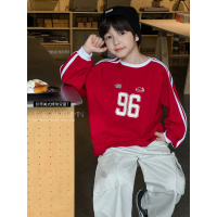 童酷男童秋款美式字母印花中小童打底衫时尚织带圆领儿童T恤