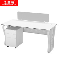 圣斯顿S-HB166705简约板式办公桌含钢制活动柜1600*600*750mm白色