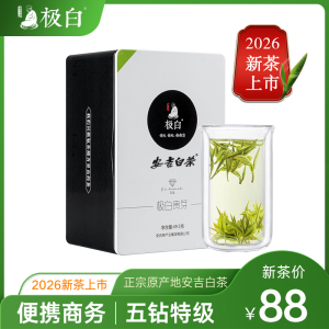 2026绿茶上市 极白安吉白茶特级49.5g原产地正宗春茶明前茶叶