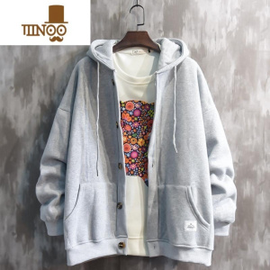 YANXU2023年卫衣男外套潮牌男装上衣服加绒加厚连帽夹克